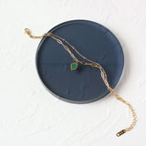 Green Geometric Stripes Stone Double Chain Bracelet Stainless Steel 18K Plated