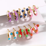 Colorful Enamel Hoop Earrings for Women