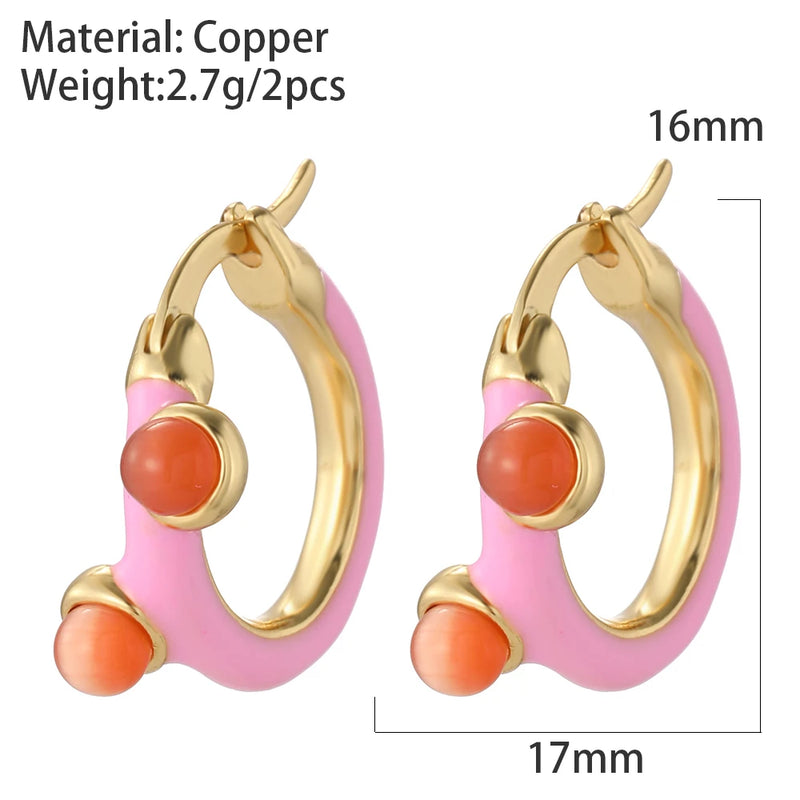 Colorful Enamel Hoop Earrings for Women