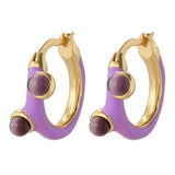 Colorful Enamel Hoop Earrings for Women