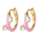 Colorful Enamel Hoop Earrings for Women