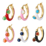 Colorful Enamel Hoop Earrings for Women