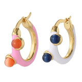 Colorful Enamel Hoop Earrings for Women