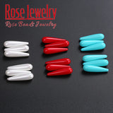 Irregular Half Drilled Water Drop Pearl Beads 8x30mm 5pcs Red Shell Loose Beads