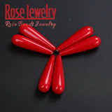 Irregular Half Drilled Water Drop Pearl Beads 8x30mm 5pcs Red Shell Loose Beads