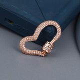 Irregular Copper Heart Clasps Hooks Micro Pave Zirconia Jewelry DIY