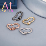 Irregular Copper Heart Clasps Hooks Micro Pave Zirconia Jewelry DIY