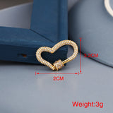 Irregular Copper Heart Clasps Hooks Micro Pave Zirconia Jewelry DIY