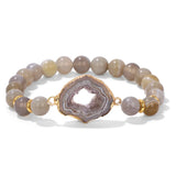 Hollow Geodes Agates Bracelet Druzy Crystal Beaded Jewelry
