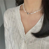 Irregular Pearl Necklace Heart Magnetic Attraction Pendant