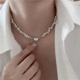 Irregular Pearl Necklace Heart Magnetic Attraction Pendant