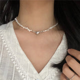 Irregular Pearl Necklace Heart Magnetic Attraction Pendant