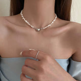 Irregular Pearl Necklace Heart Magnetic Attraction Pendant
