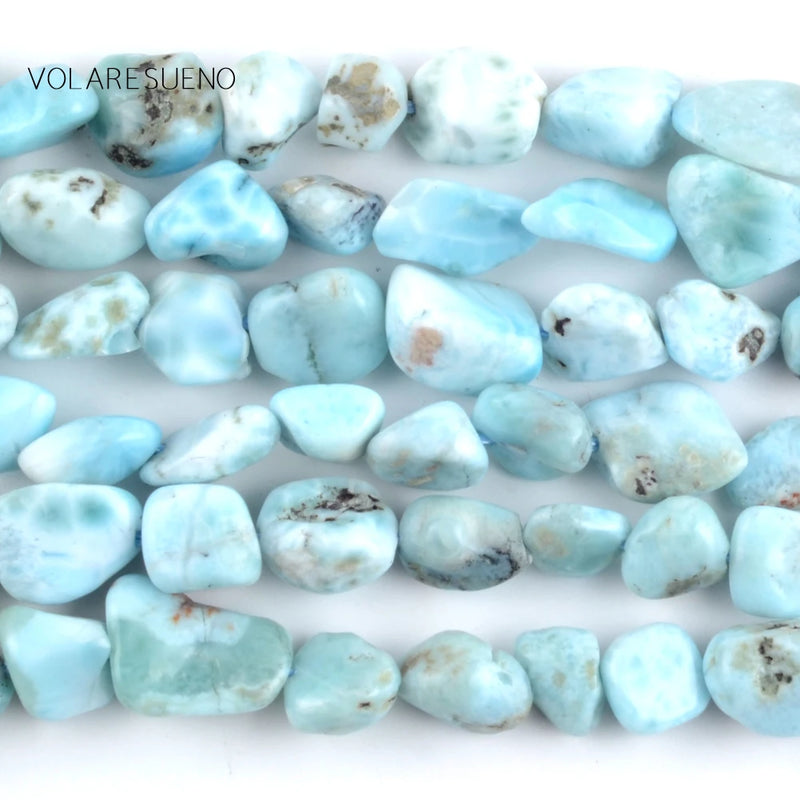 Irregular Larimar Stone Round Beads 15" Strand 8-10mm Spacer Beads