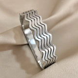 Layered Wave Stainless Steel Bracelet for Women