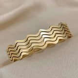 Layered Wave Stainless Steel Bracelet for Women