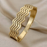Layered Wave Stainless Steel Bracelet for Women