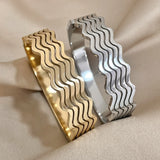 Layered Wave Stainless Steel Bracelet for Women
