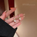 Metal Pearl Pendant Earrings Women Japanese Style Jewelry Gift
