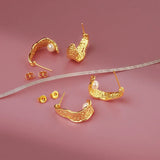 Metallic Embrace Pearl Stud Earrings for Women