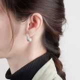 Metallic Embrace Pearl Stud Earrings for Women