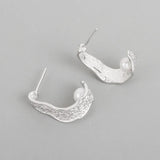 Metallic Embrace Pearl Stud Earrings for Women