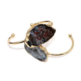 Agate Quartz Geode Druzy Stone Cuff Bracelet for Women