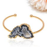 Agate Quartz Geode Druzy Stone Cuff Bracelet for Women