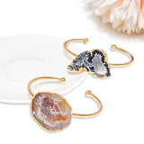 Agate Quartz Geode Druzy Stone Cuff Bracelet for Women