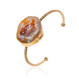 Agate Quartz Geode Druzy Stone Cuff Bracelet for Women