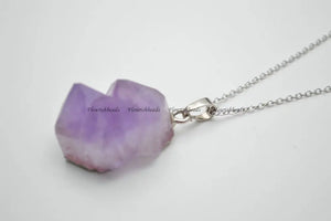 Irregular Amethyst Drusy Pendant Necklace