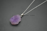 Irregular Amethyst Drusy Pendant Necklace