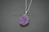 Irregular Amethyst Drusy Pendant Necklace