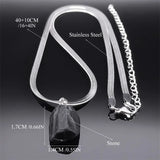 Irregular Tourmaline Pendant Necklace Stainless Steel Chain