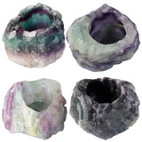 Natural Fluorite Candlestick Rough Stone Candle Holder Home Decor