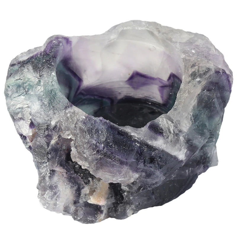Natural Fluorite Candlestick Rough Stone Candle Holder Home Decor