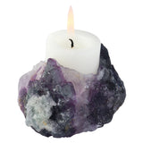Natural Fluorite Candlestick Rough Stone Candle Holder Home Decor