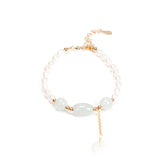Irregular Pearls Jade Beads Strand Bracelet Wedding Jewelry