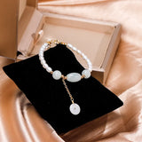 Irregular Pearls Jade Beads Strand Bracelet Wedding Jewelry