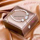 Irregular Pearls Jade Beads Strand Bracelet Wedding Jewelry
