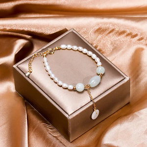 Irregular Pearls Jade Beads Strand Bracelet Wedding Jewelry
