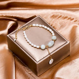 Irregular Pearls Jade Beads Strand Bracelet Wedding Jewelry