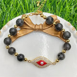 Natural Tourmaline Chip Bead Bracelet Healing Crystal Quartz Bangle