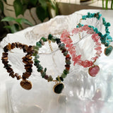 Irregular Gem Stone Bracelet Red Agate Opal Pink Crystal