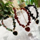 Irregular Gem Stone Bracelet Red Agate Opal Pink Crystal