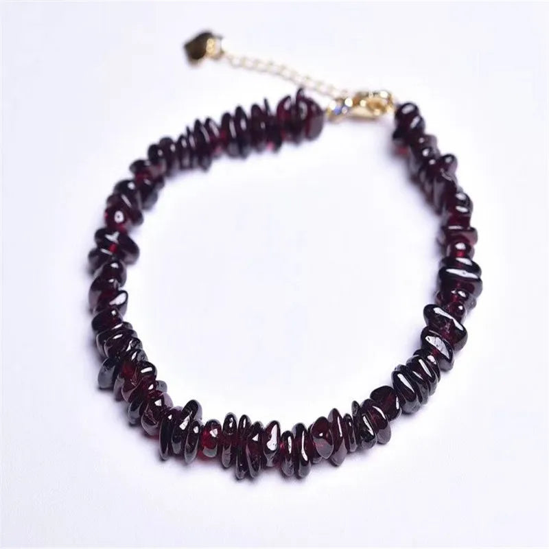 Irregular Garnet Stone Bracelet for Women Gravel Bracelet Red Crystal