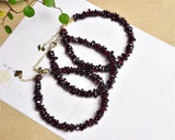 Irregular Garnet Stone Bracelet for Women Gravel Bracelet Red Crystal