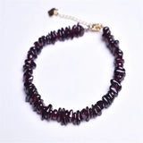 Irregular Garnet Stone Bracelet for Women Gravel Bracelet Red Crystal