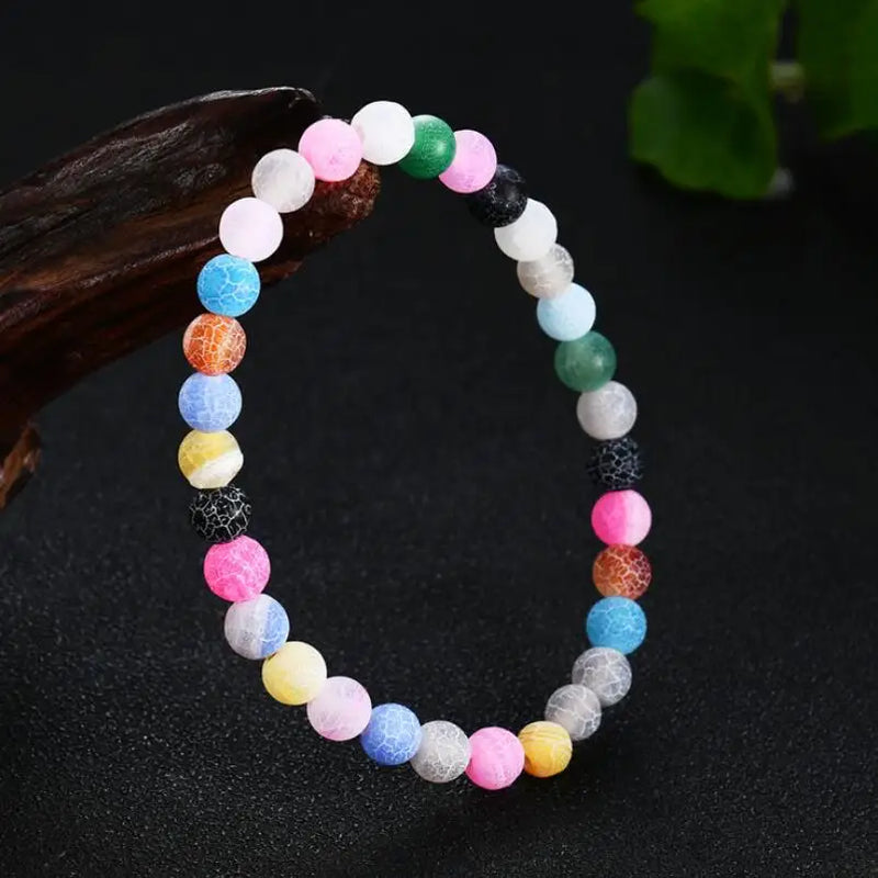 8mm Colorful Agate Chakra Bracelet