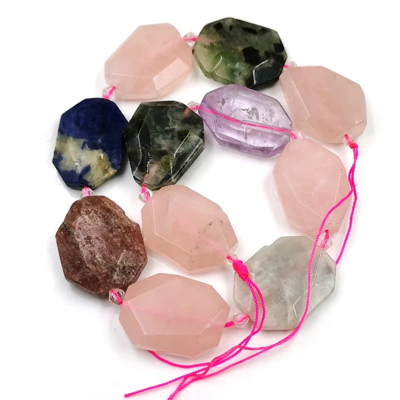 Sodalite Rose Pink Amethyst Gemstone Bead Strand